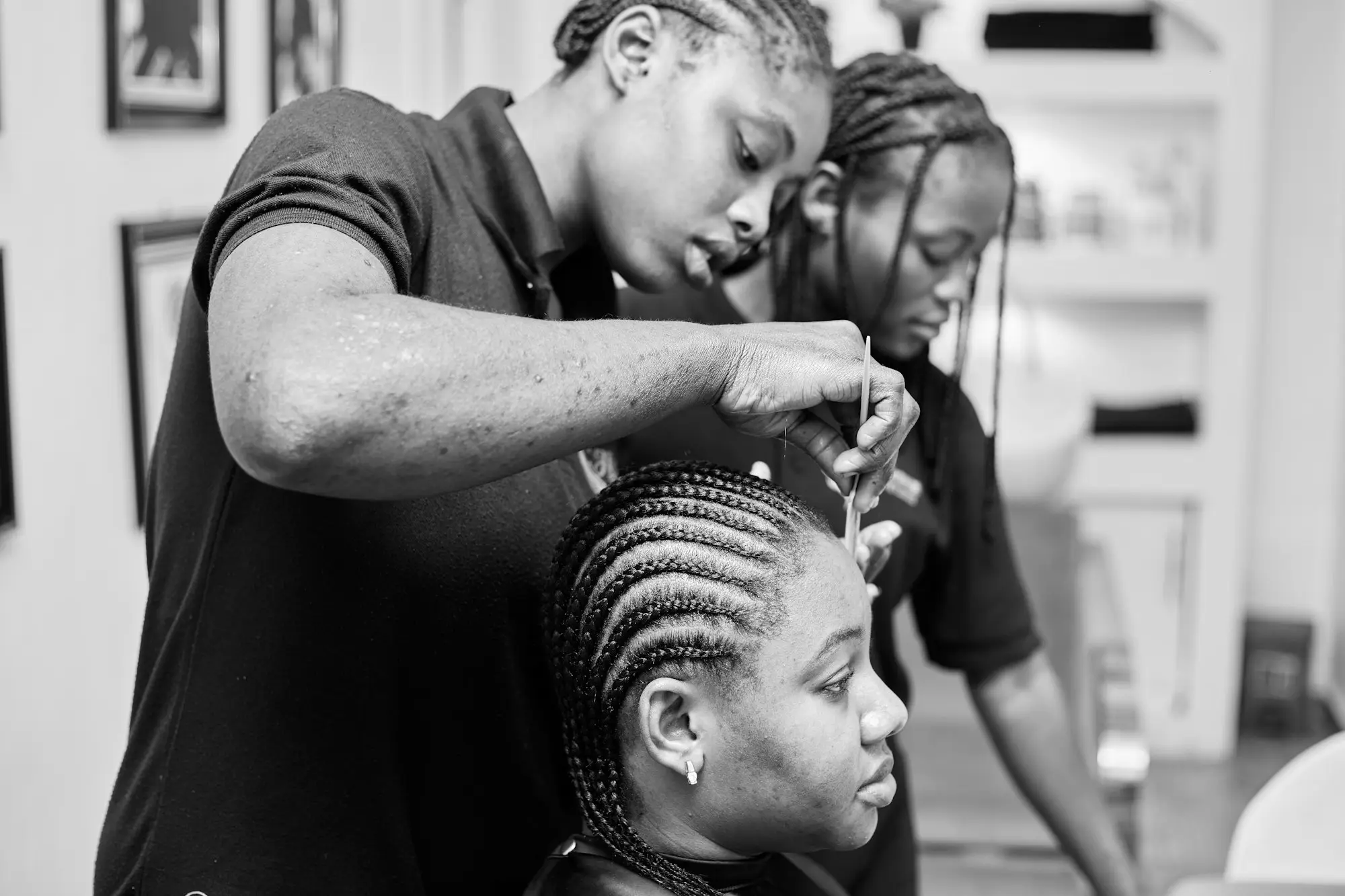 Hair salon stylist client