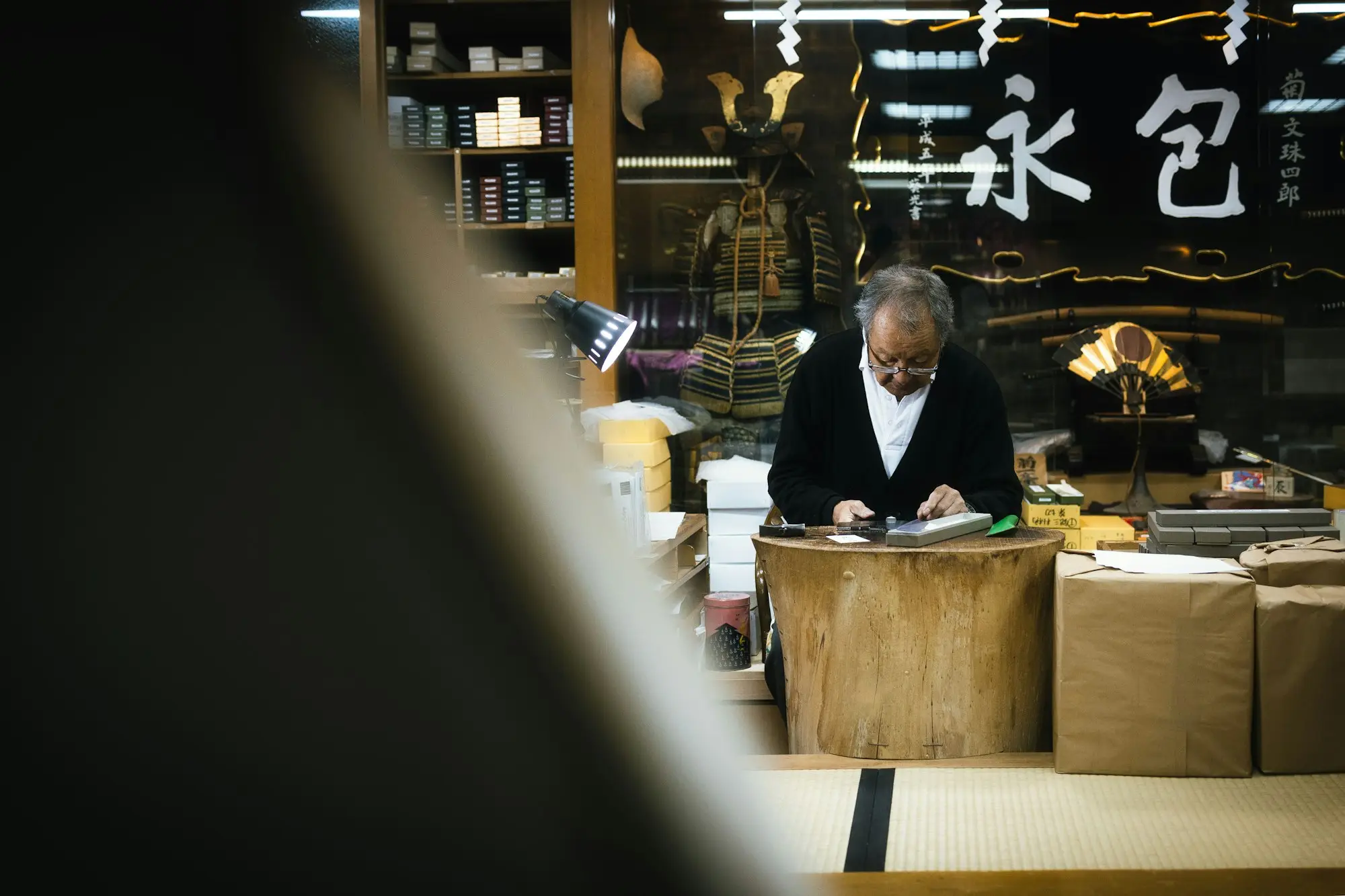 Online store owner packing orders