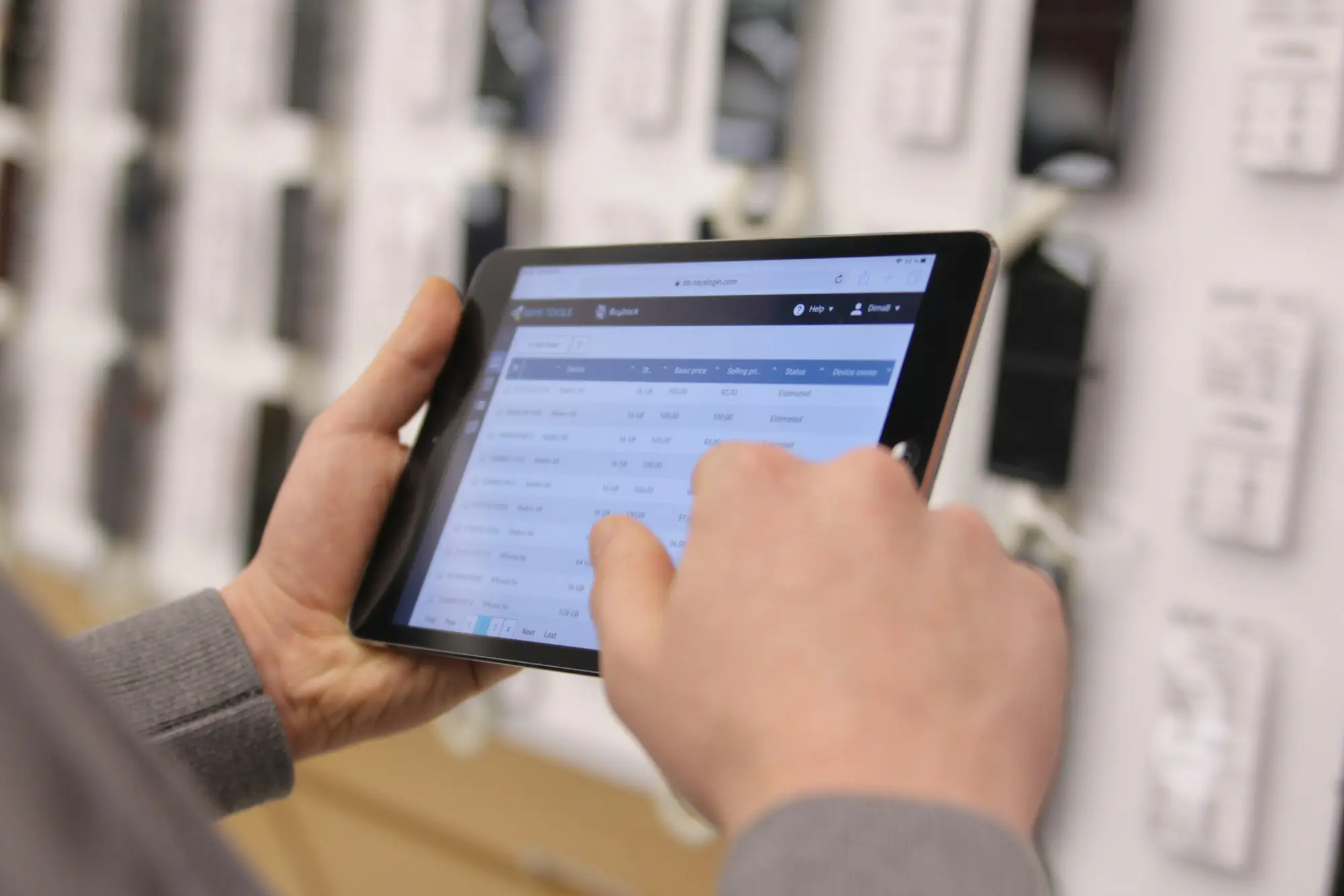 Wholesaler checking stock warehouse